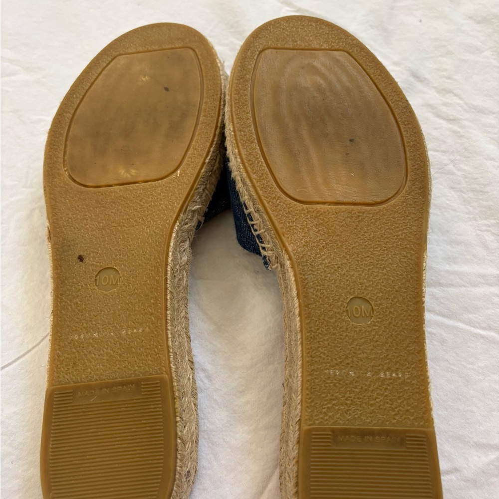 Veronica Beard Blue Denim Espadrille Slides with Buckle 10M - Picture 4 of 6